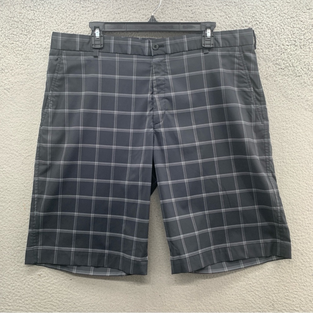 Nike Golf Dri-Fit Men's Plaid Black Gray Polyester Stretch Casual Shorts Size 38
